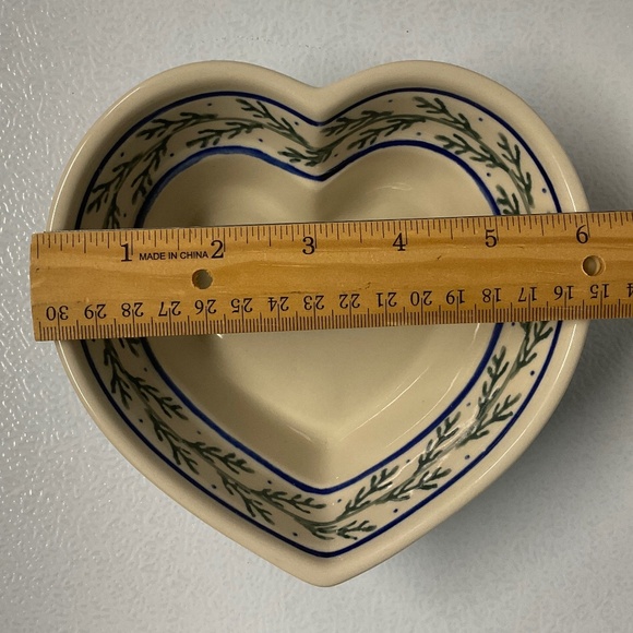 Polish Pottery Pine Tree Heart Shaped Bowl Boleslawiec - Picture 5 of 7
